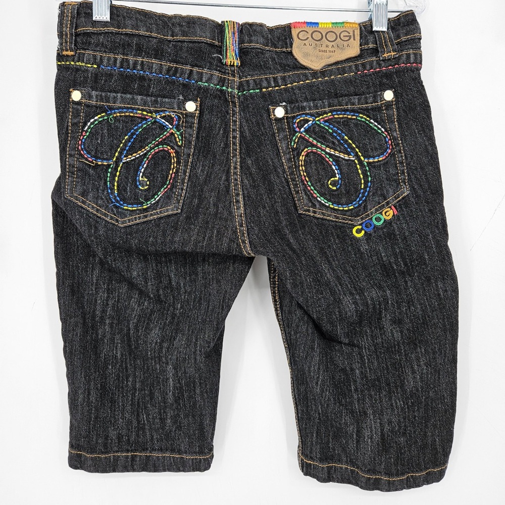 Vintage Coogi Jeans Shorts Womens 11/12 Denim Black Embroidered Y2K Bermuda